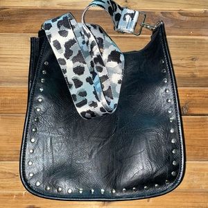 Interchangeable Strap Bag Black/Silver Studs